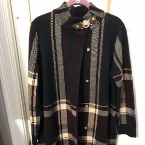 Anne Klein plaid combo duster